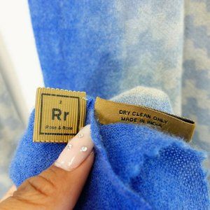 ROSE & ROSE Women's Cream Blue Scarf OS Geometry Pattern Tie Wrap Shawl Warm